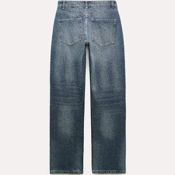 ZARA SS24 STRAIGHT CUT MID RISE RHINESTONE JEANS ZW COLLECTION 4877/047 018/273 - Picture 12 of 16